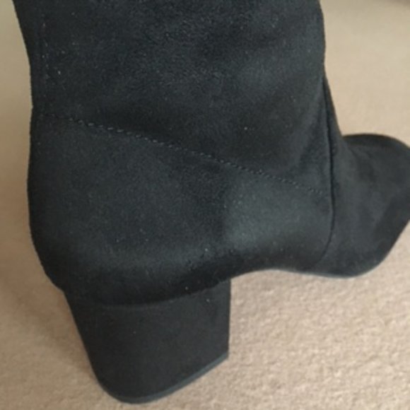 GIANNI BINI Trillia Suede Like Over-the-Knee Block Heel Boots, New, Black 6 - Picture 3 of 14